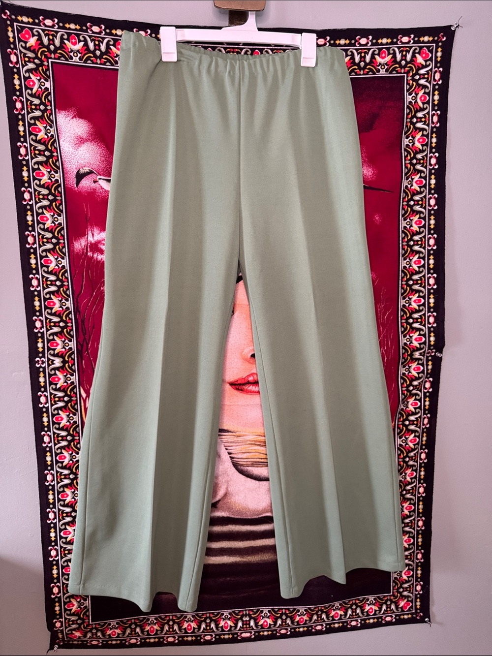 vintage 70s sage green wide leg pants